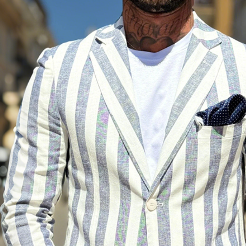 Men's Retro Casual Striped Print Blazer MTA2115G0TO