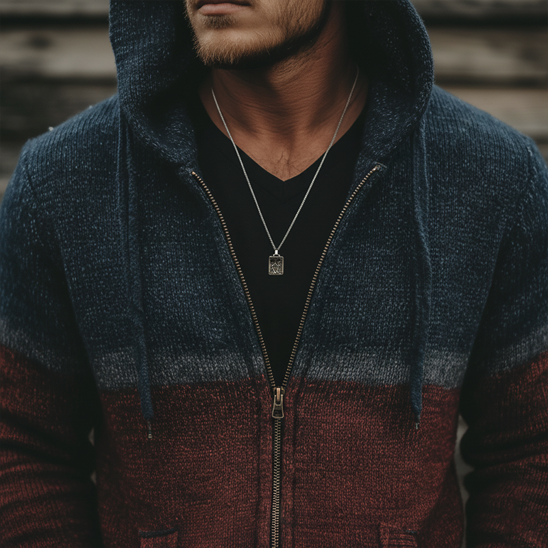 Men's Winter Fashion Contrast Color Cotton Knitted Hooded Cardigan Sweater MTA1097J4P