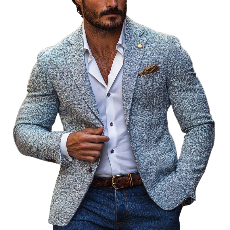 Men's Vintage Tweed Notch Lapel Two Buttons Casual Blazer MTA2946H3Z