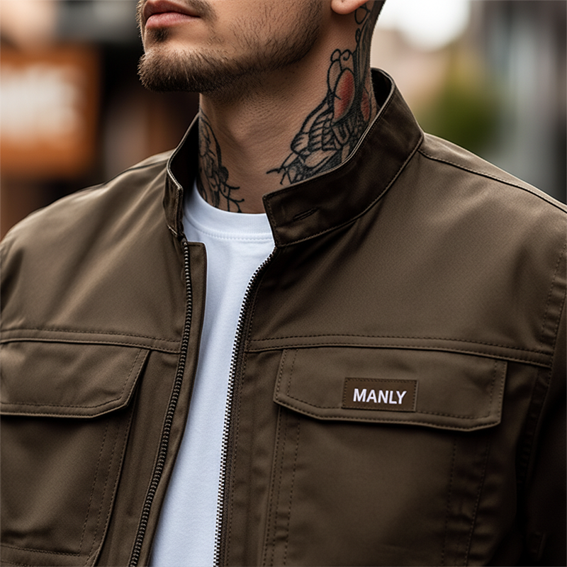 Men's Winter Retro Windproof Multi-Pocket Zipper Jacket MTA1587K9P