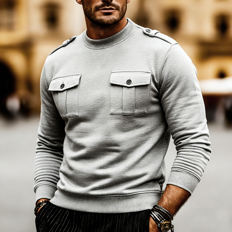 Men's Classic Urban Light Gray Crewneck Sweatshirt MTZ0749A2U