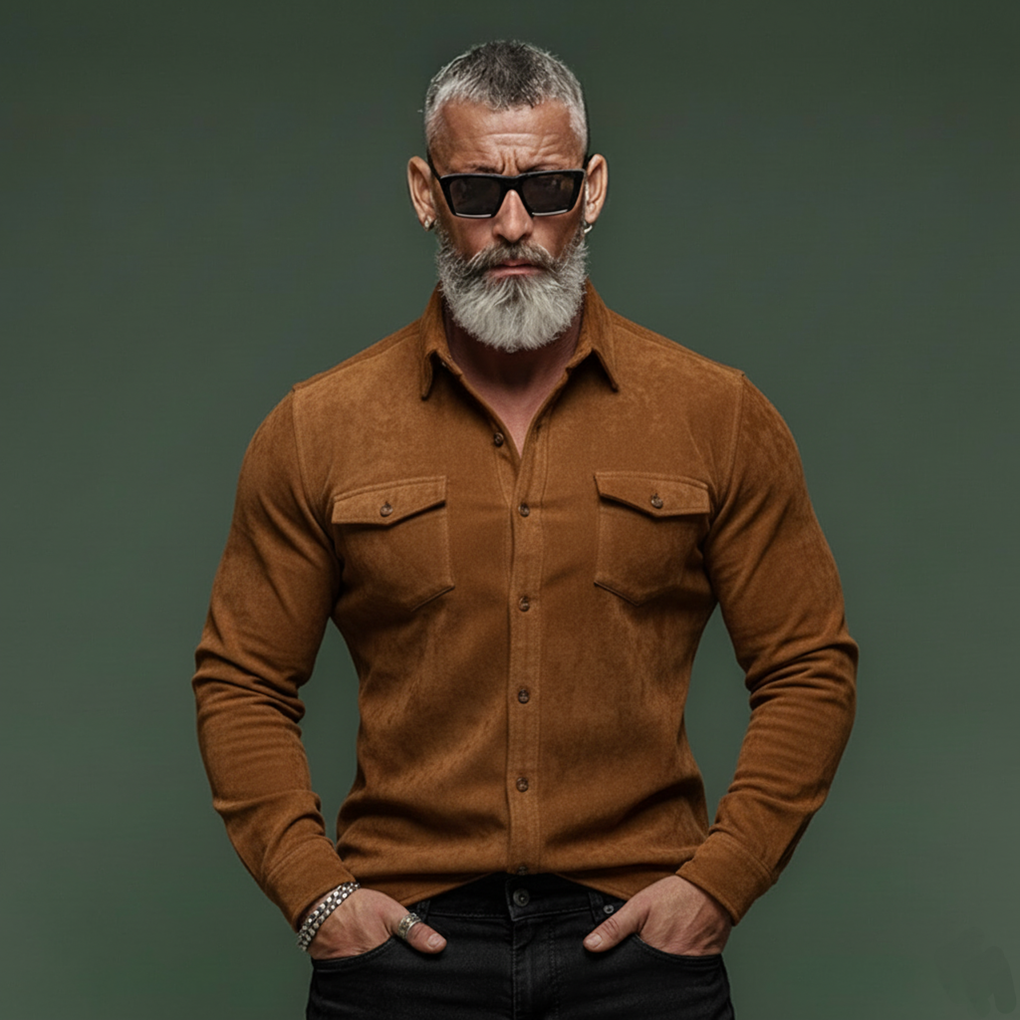 Men's Classic Casual Faux Suede Long-sleeved Shirt MTZ0595A6K