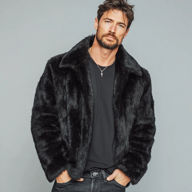 Men's Winter Warm Faux Fleece Mink Zip-up Jacket MTA1208K3U