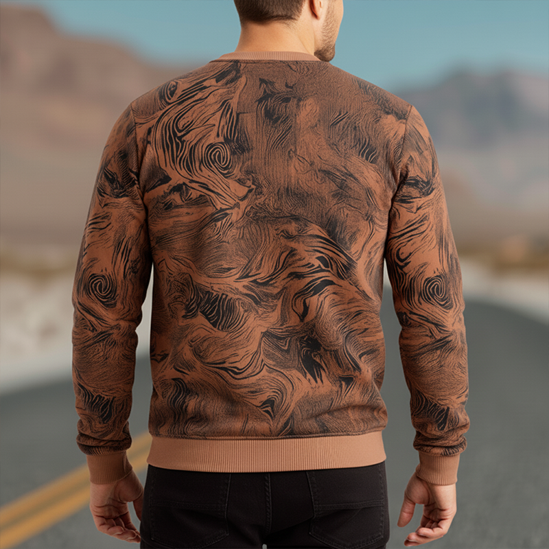 Men's Fashion Guitar Print Cotton Blend Crew Neck Sweatshirt MTA2723J2P