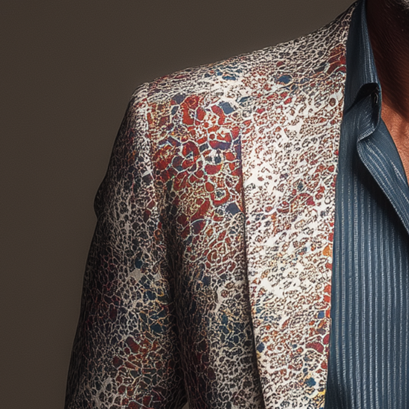 Men's Fashion Printed Polyester Blend Long Sleeve Blazer MTA1857H2P