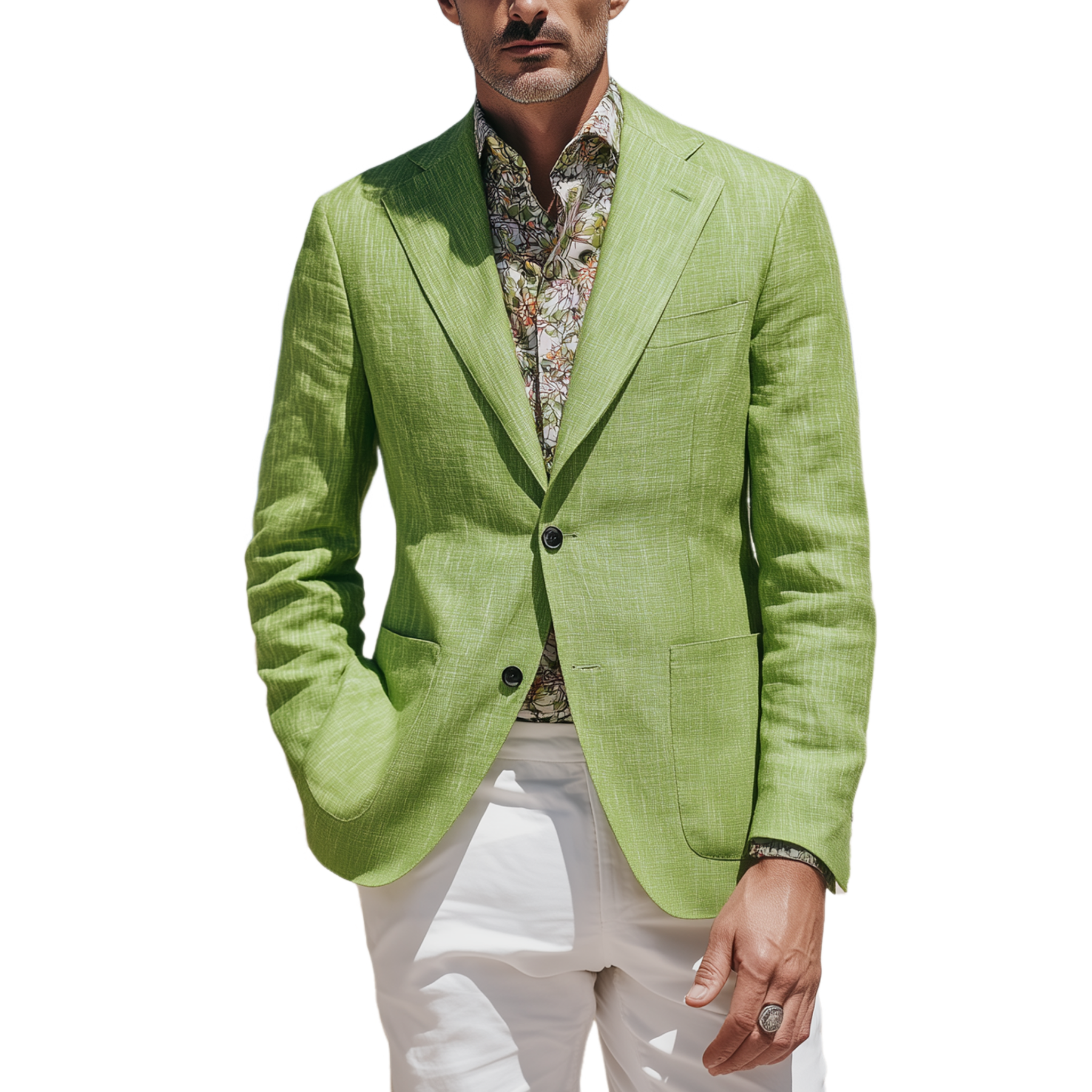 Men's Stylish Gentleman Cotton And Linen Blend Slim Fit Single-breasted Blazer MTA0113H4K