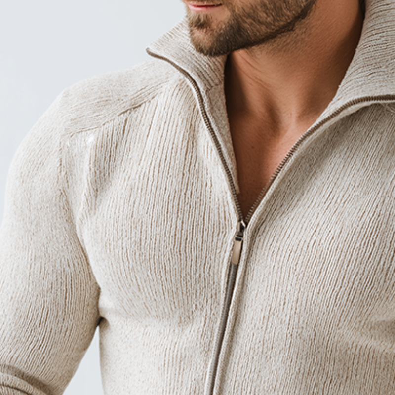 Men's Retro Casual Knitted Zipper Lapel Sweater Cardigan MTA0193I3TO