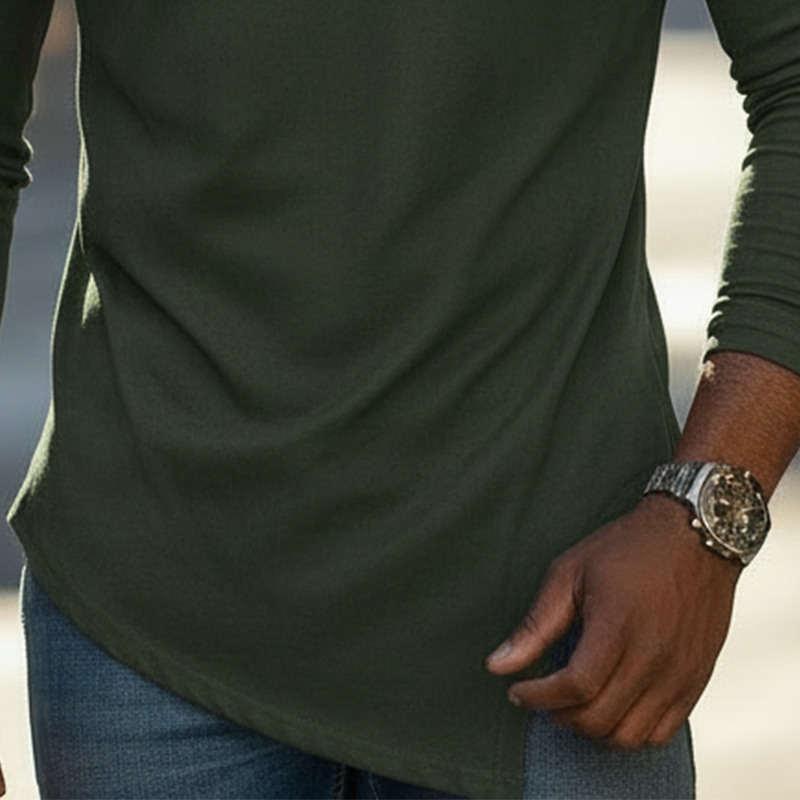 Men's Spring Fashion Simple Cotton Blend Crew Neck Long-sleeved T-shirt MTZ0520A8P