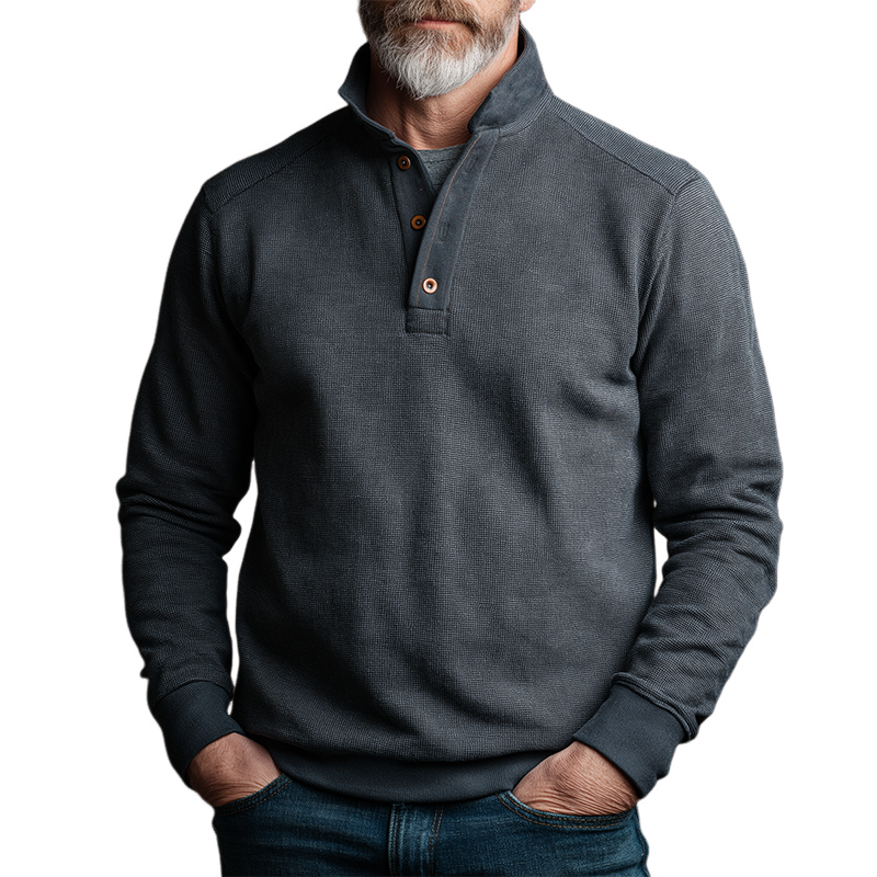 Men's Retro Casual Stand Collar Button Sweatshirt MTA3092H3TO