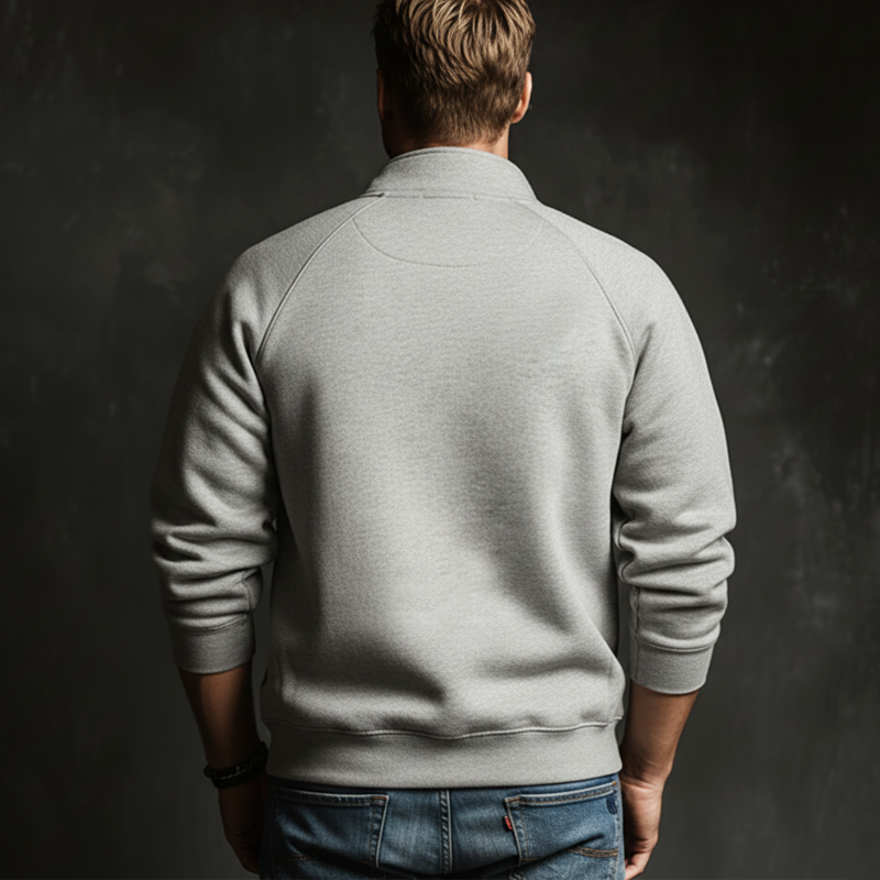 Men's Classic Minimalist Grey Quarter-zip Collared Casual Sweatshirt MTA2647L7U