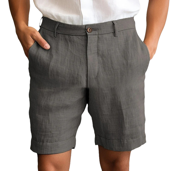 Men's Solid Color Cotton And Linen Shorts 71927194Y