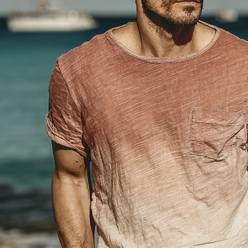 Men's Gradient Printed Round Neck Short Sleeve T-Shirt MTA0161G0X
