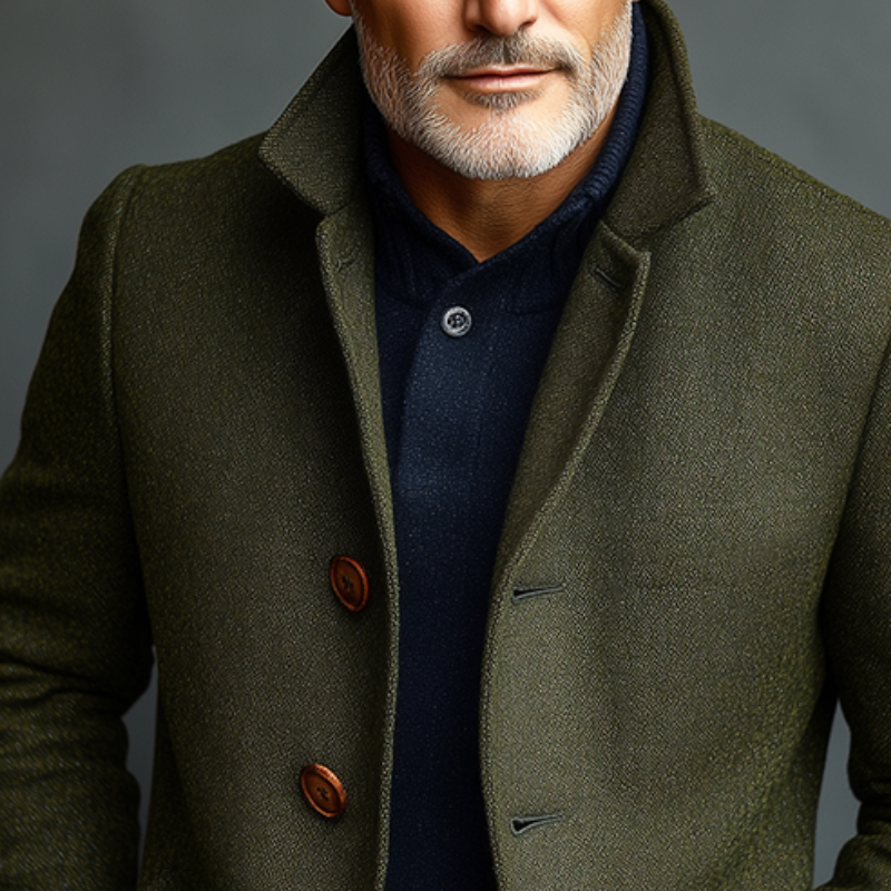 Men's Retro Casual Tweed Single-Breasted Stand Collar Jacket MTA3009J0TO