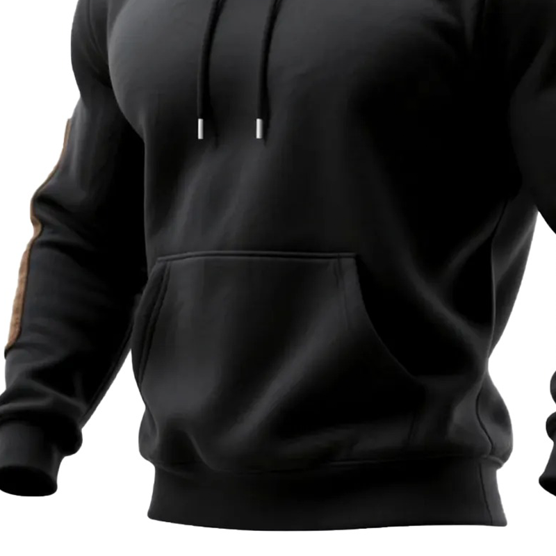 Men's Casual Contrast Faux Suede Pullover Hoodie MTA0941J8X