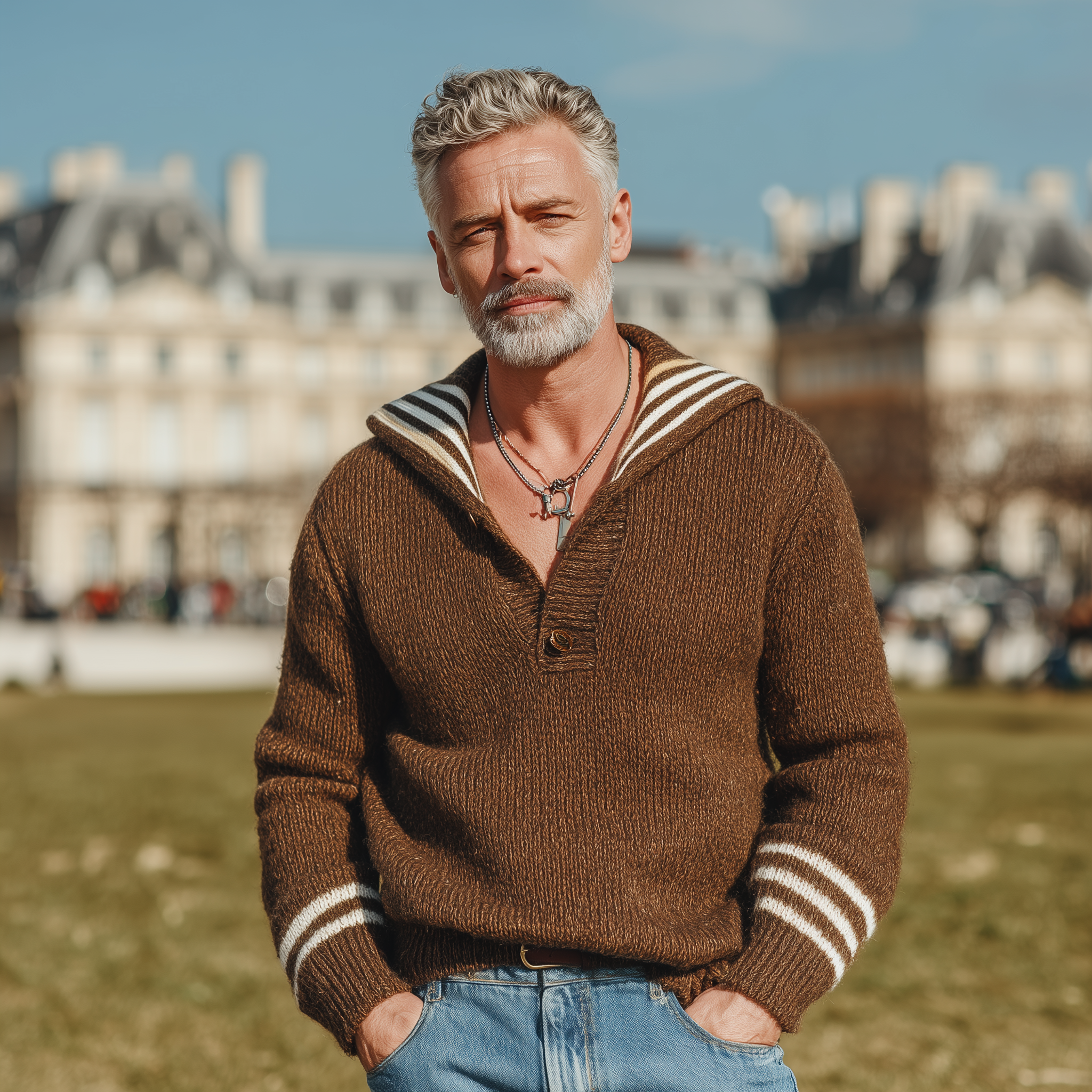 Men's Winter Fashion Sailor Collar Cotton Knitted Sweater MTA1886I3P