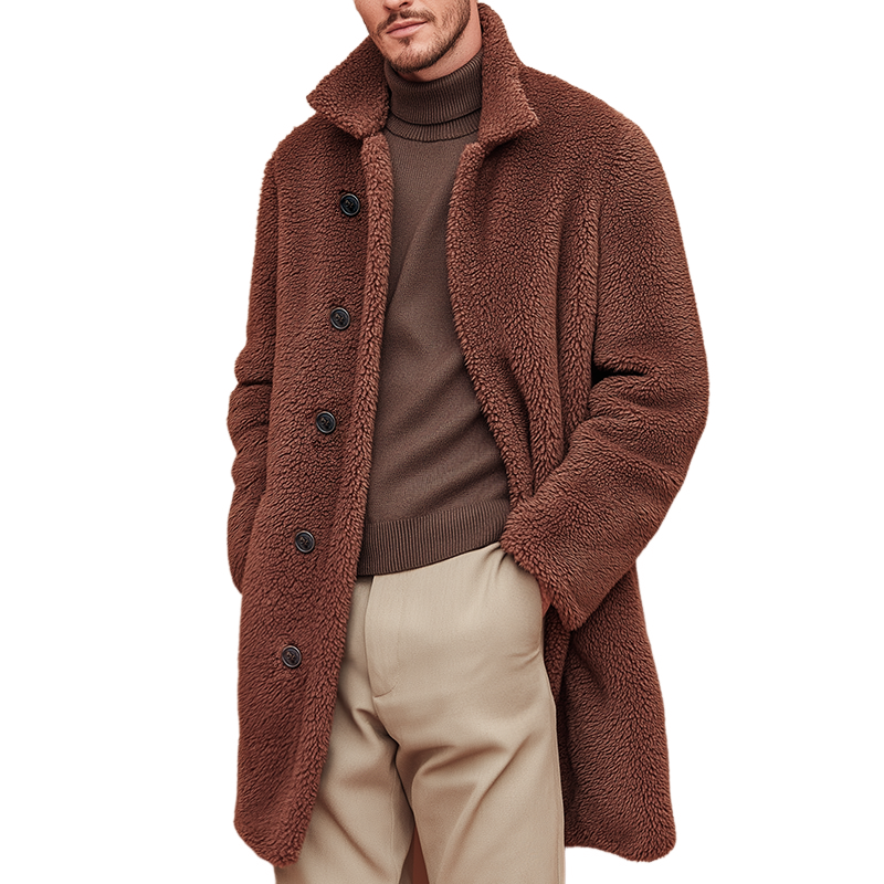 Men's Retro Casual Polar Fleece Warm Mid-Length Coat MTA2379I9TO