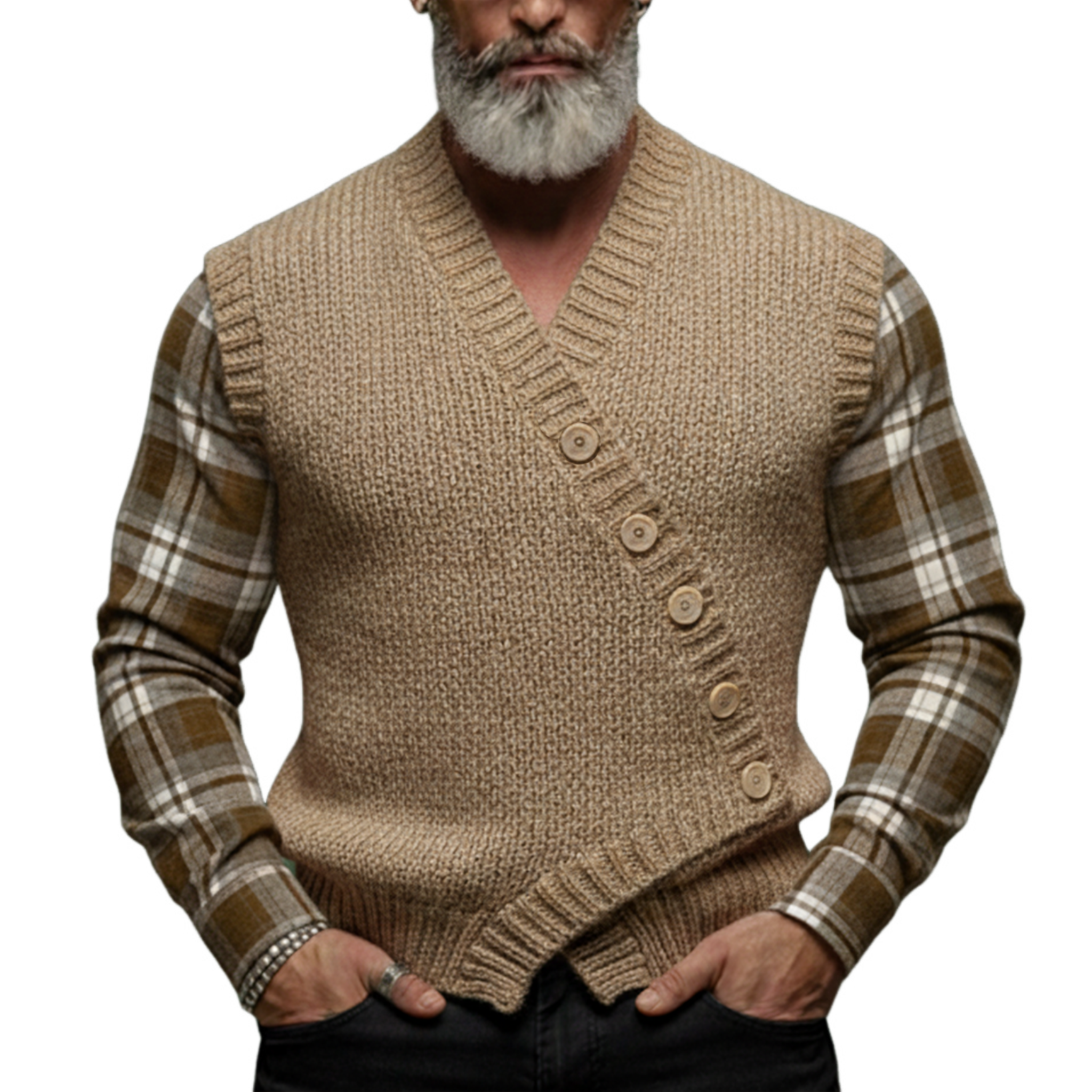 Men's Classic Casual V-neck Pullover Knitted Vest MTA1836L7K