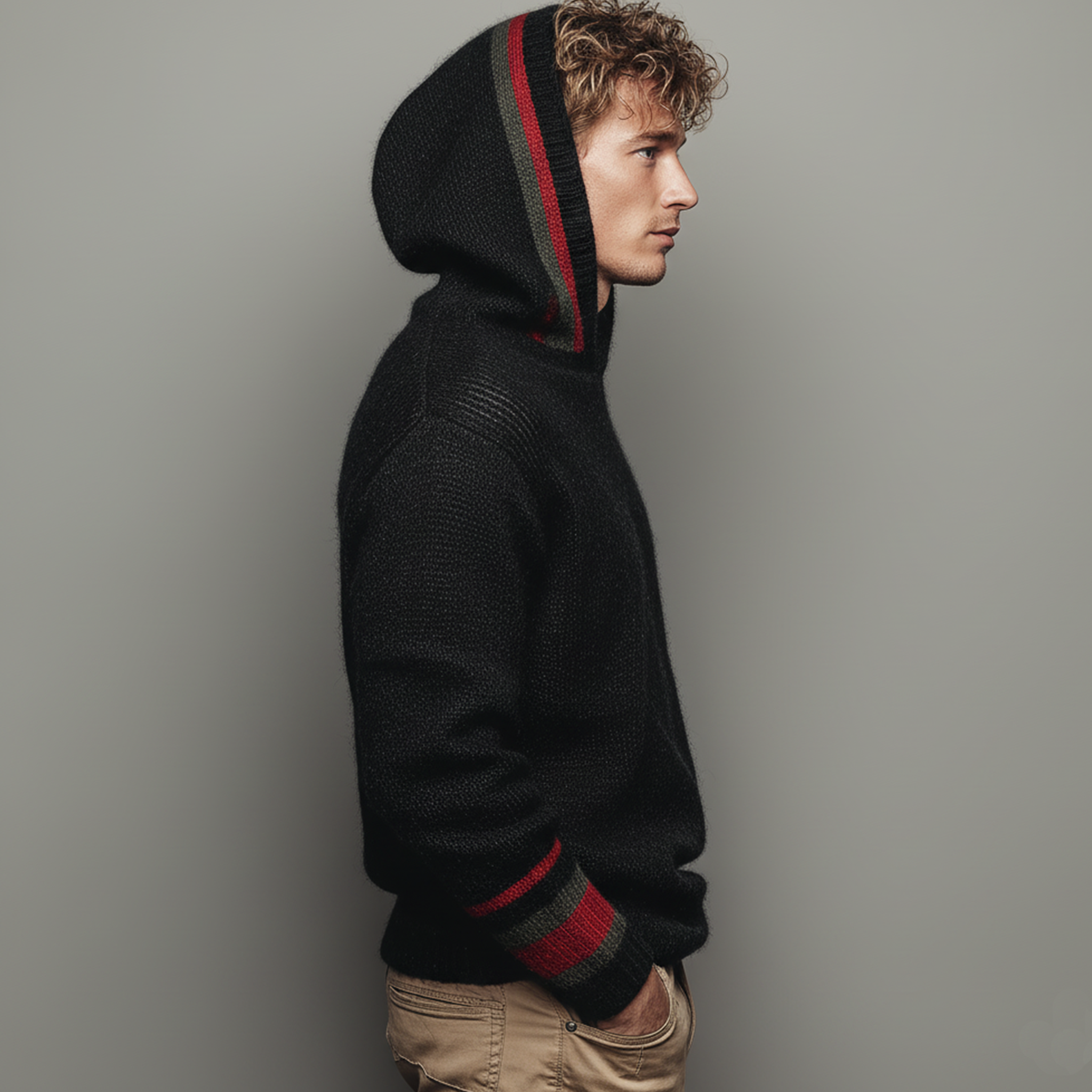 Men's Classic Casual Contrast Striped Hooded Sweater MTA2971I7K