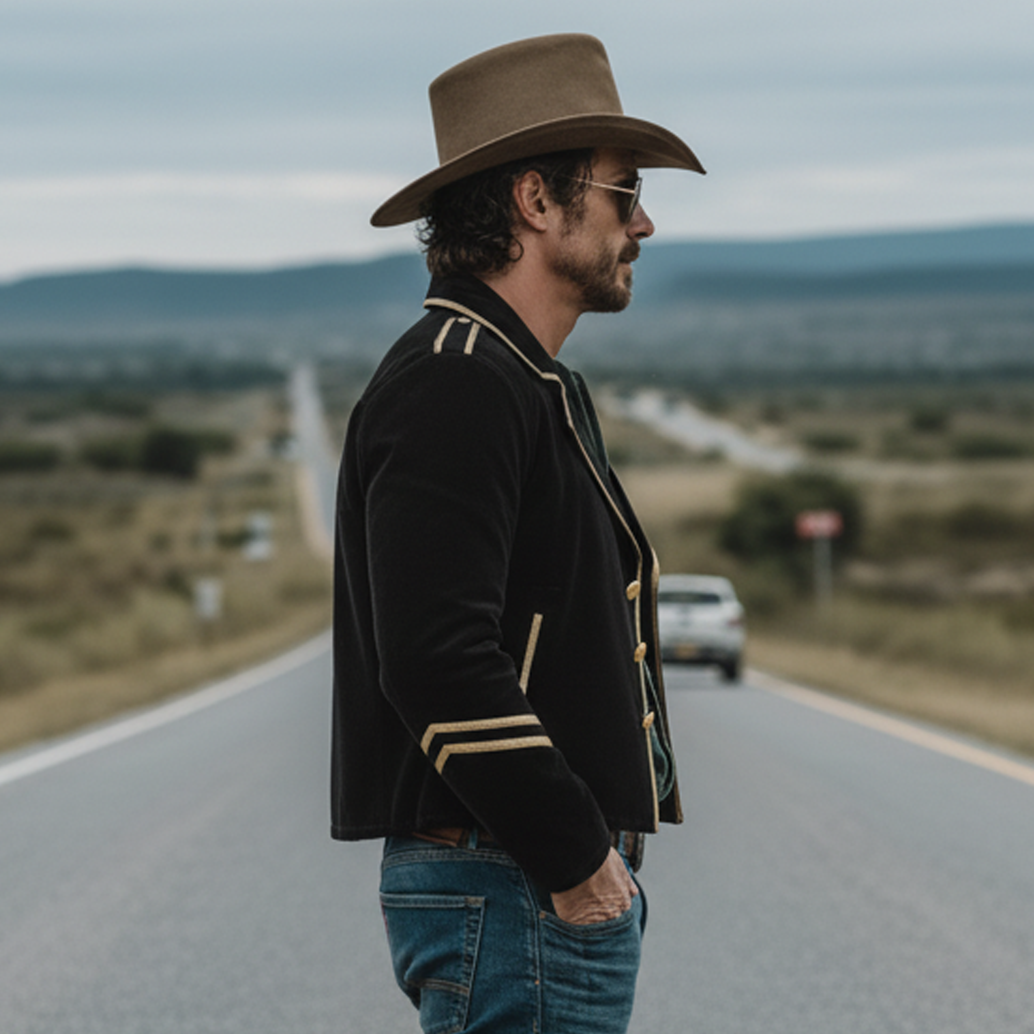 Men's Classic Retro Western Style Lapel Faux Velvet Jacket MTA0499L2K