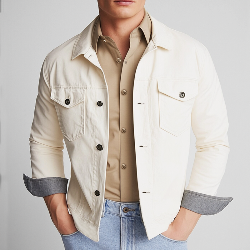 Men's Spring And Autumn Basic Colorblock Cuff Cotton Jacket MTA0469H2U