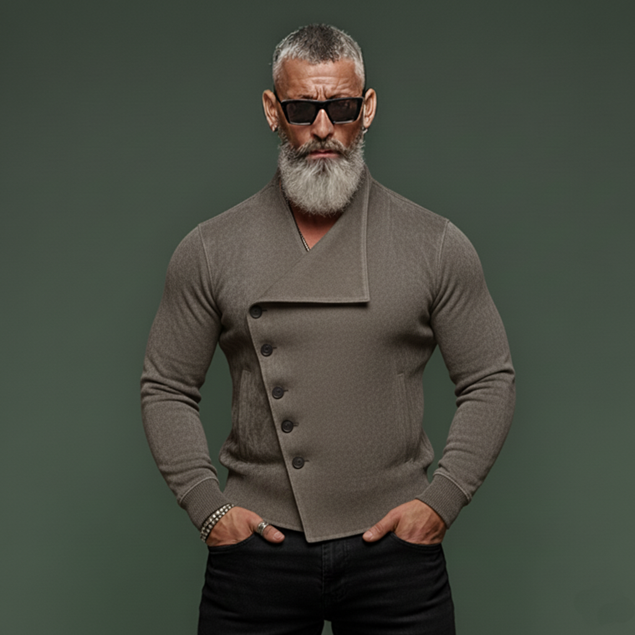 Men's Stylish Slanted Placket Faux Suede Slim-fit Lightweight Inner Jacket MTA0891K8K