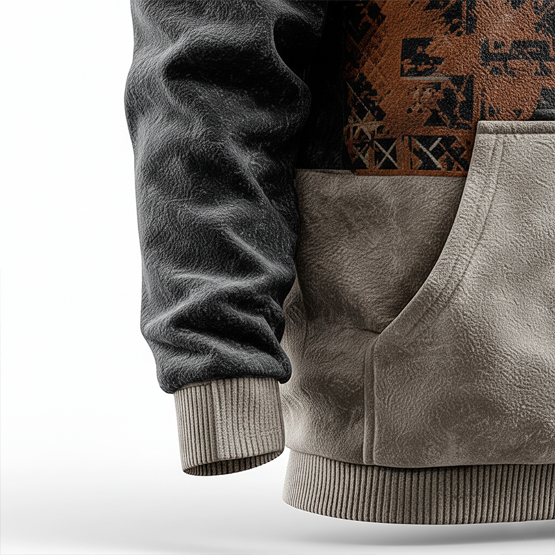 Men's Winter Fashion Polar Fleece Printed Half-Zip Hooded Sweatshirt MTA2783J7P