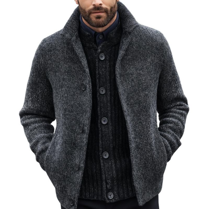 Men's Retro Casual Knitted Stand Collar Cardigan Jacket MTA0478K0TO