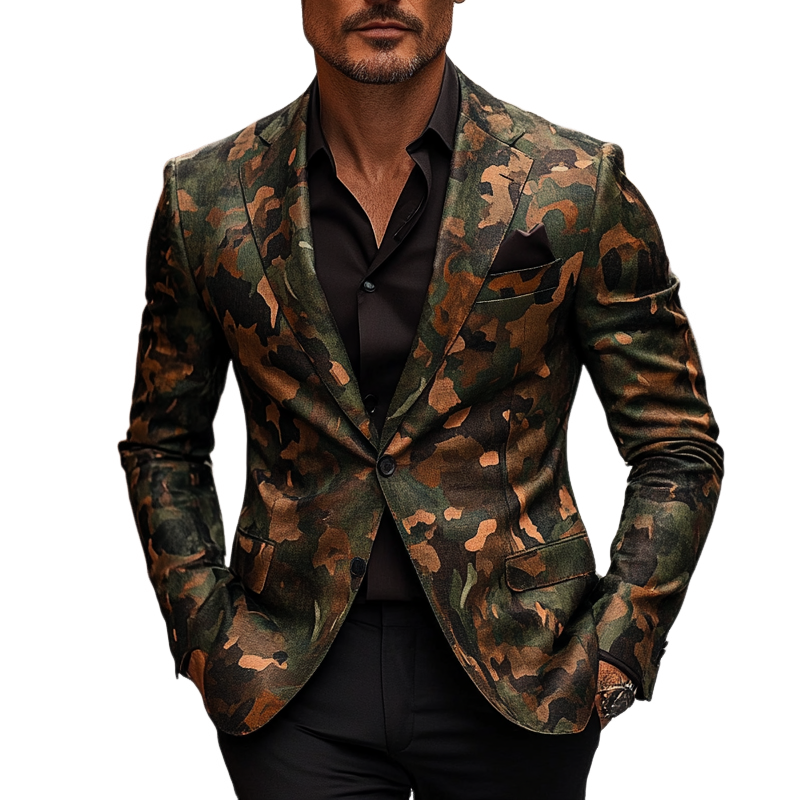 Men's Retro Camouflage Print Casual Blazer MTA0845I0X