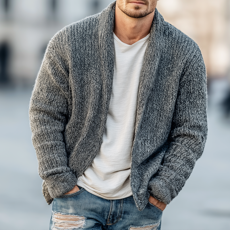 Men's Urban Unbuttoned Chunky Knit Textured Cardigan MTA1515K5U