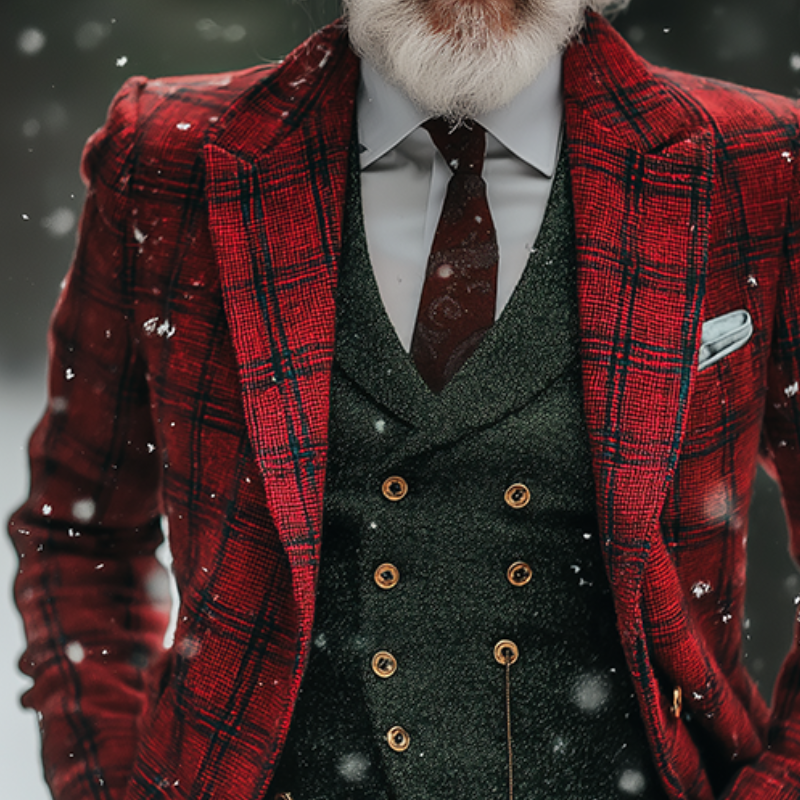 Men's Retro Casual Christmas Plaid Print Blazer MTA0573K0TO