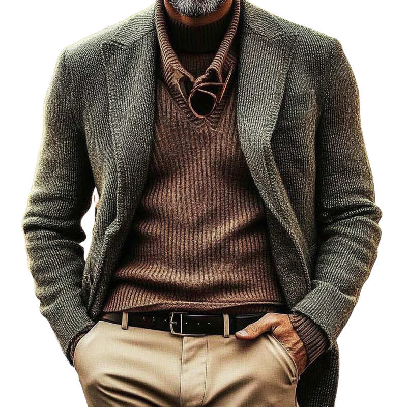 Men's Solid Color Knitted Single-breasted Cardigan MTA0929I7X
