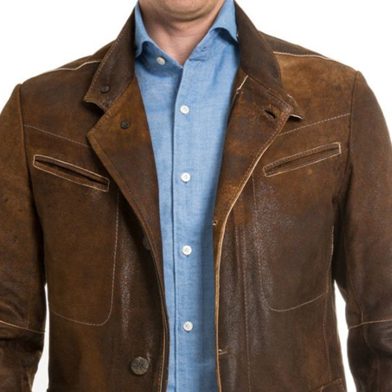 Men's Classic Casual Multi-Pocket Suede Jacket 34490880K