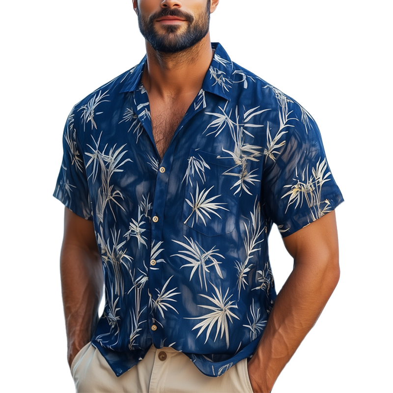 Men's Summer Chic Printed Short Sleeve Shirt MTA0250G8U