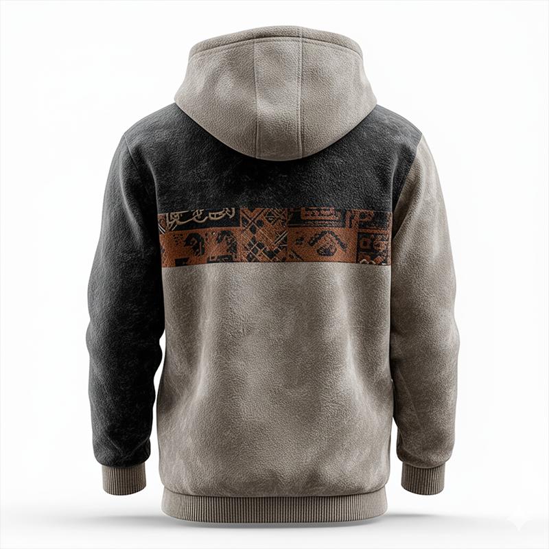 Men's Winter Fashion Polar Fleece Printed Half-Zip Hooded Sweatshirt MTA2783J7P