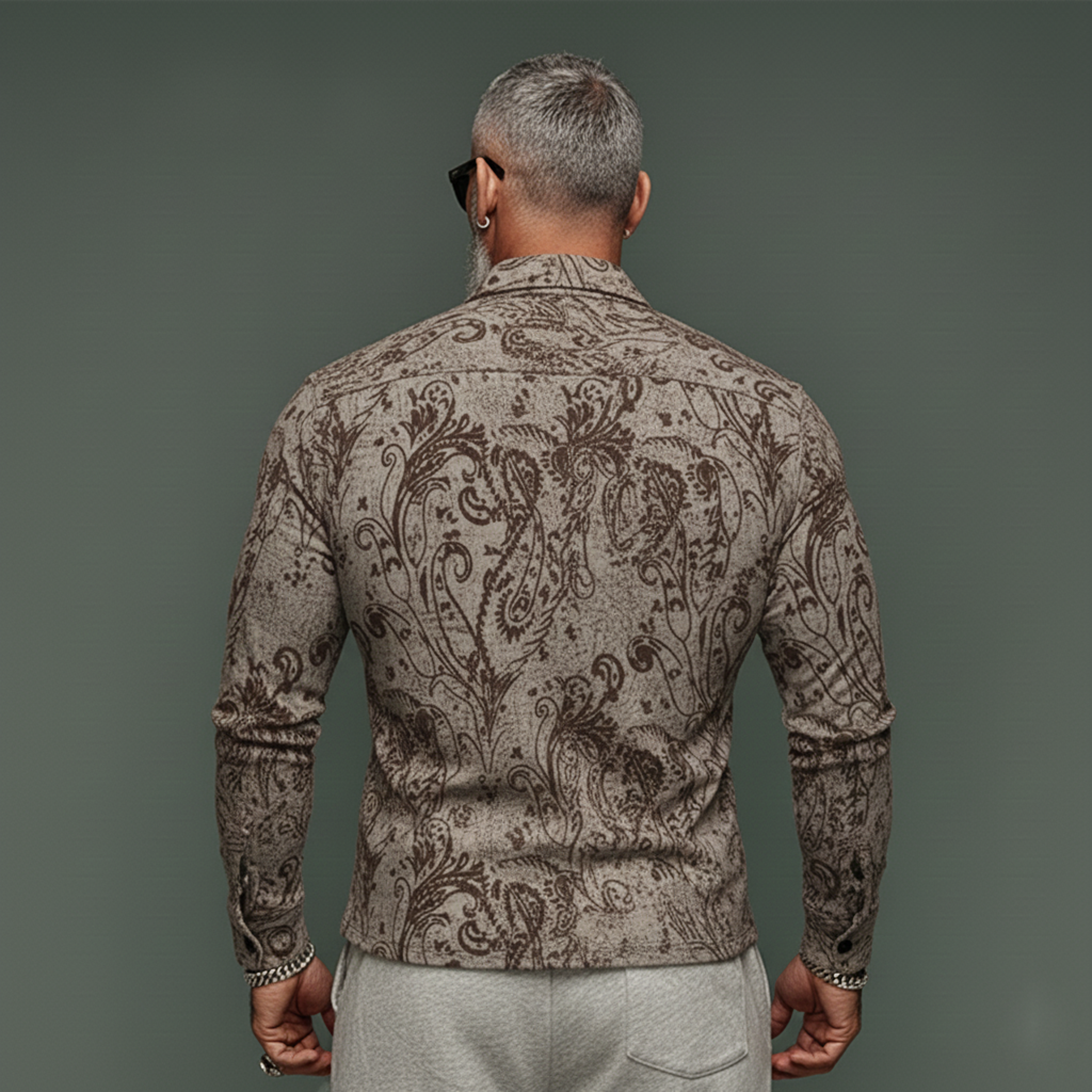 Men's Classic Vintage-print Blended Long-sleeved Shirt MTA1775L0K