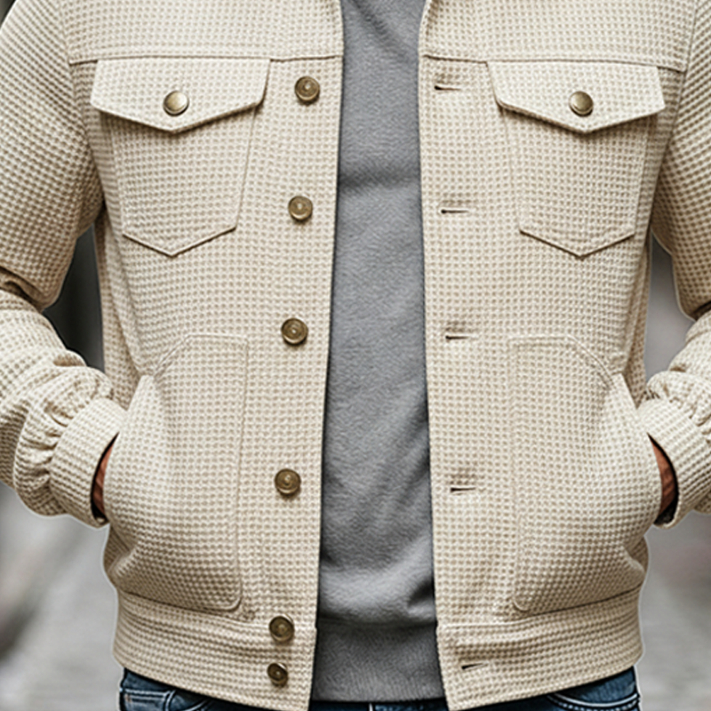 Men's Solid Color Waffle Collar Jacket MTA0184K7X