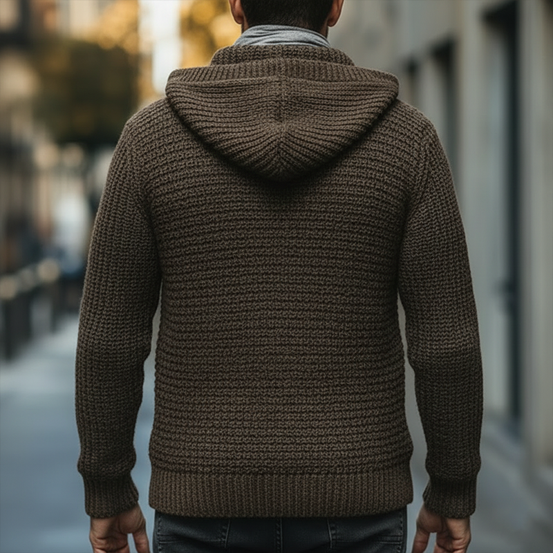 Men's Winter Retro Cotton Yarn Knitted Hooded Button Cardigan MTA1726L6P