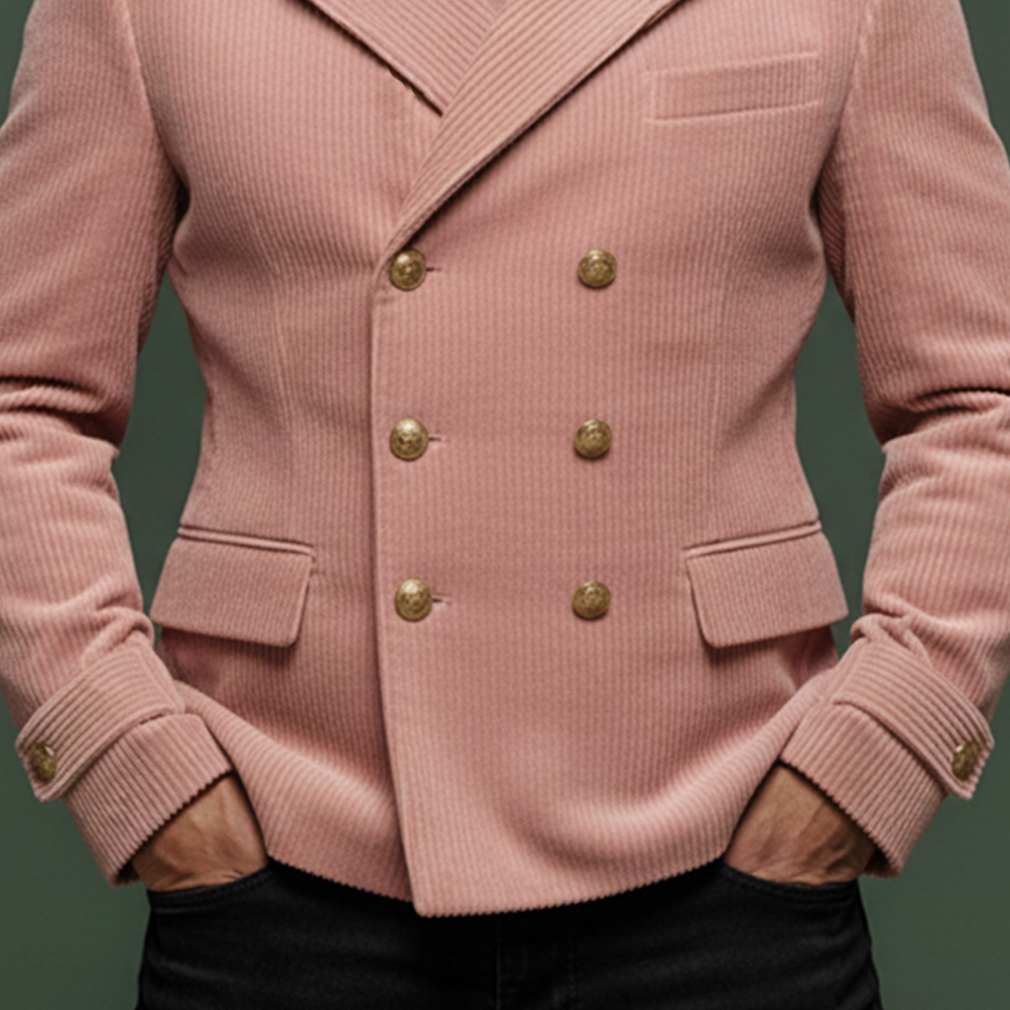 Men's Classic Retro Pink Corduroy Double-breasted Jacket Men's Classic Retro Pink Corduroy Double-breasted Jacket MTA1538K5K