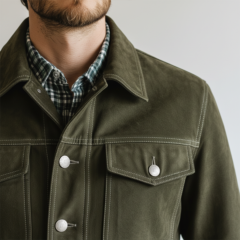 Men's Retro Multi-Pocket Faux Suede Shirt MTA1400K3P