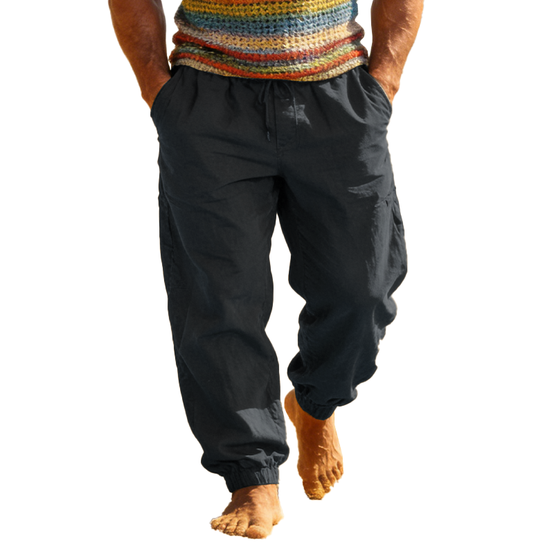 Men's Spring/Summer Fashion 100% Cotton Loose Fit  Casual Beach Shorts MTZ0532B8P