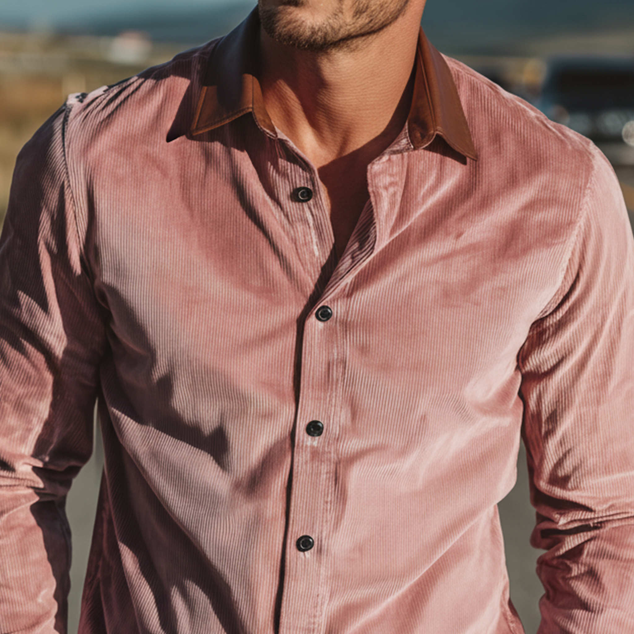 Men's Classic Casual Rugged Style Corduroy Long-sleeved Shirt MTA2332L2K