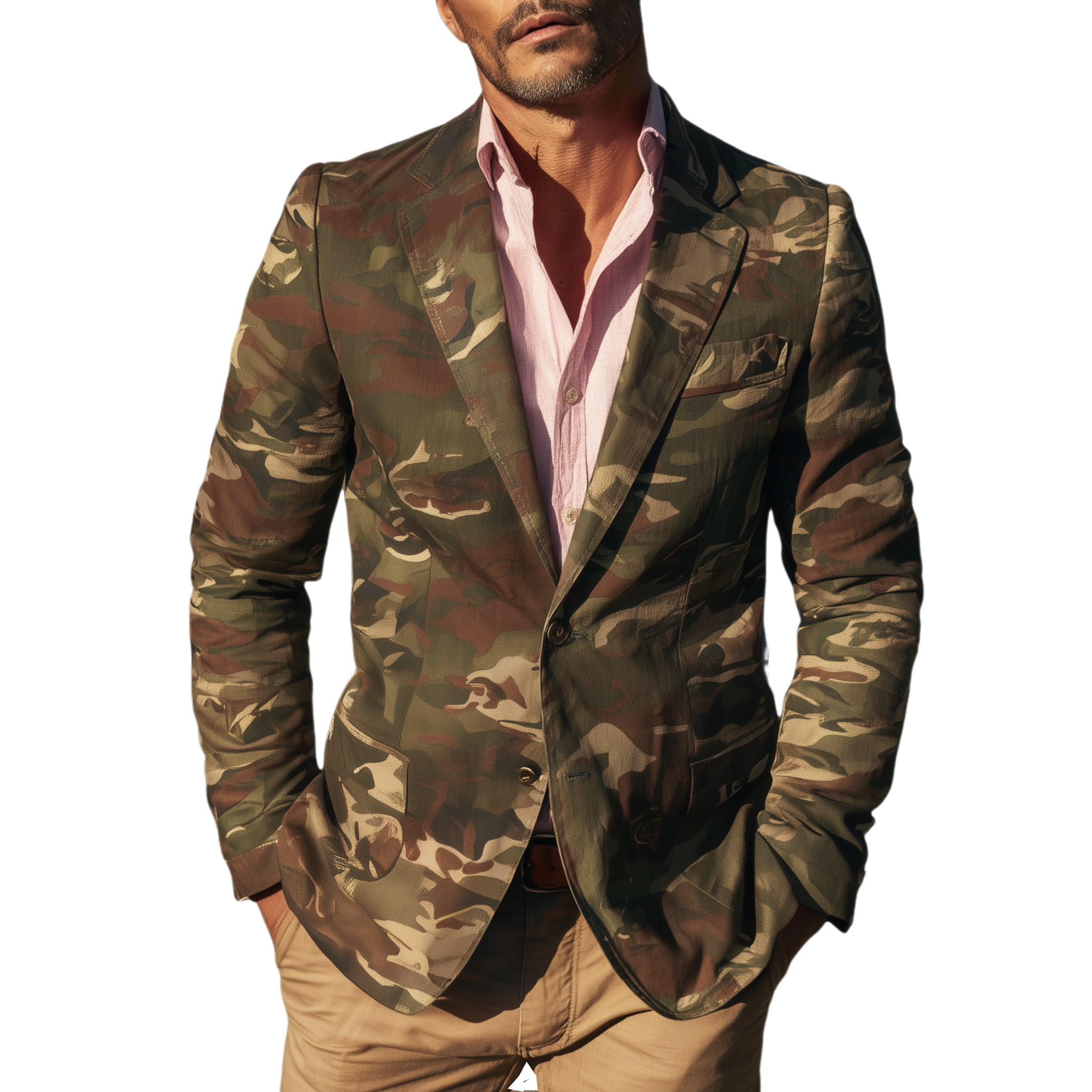 Men's Classic Casual Camouflage Cotton Blend Single Breasted Blazer MTA1376H0K