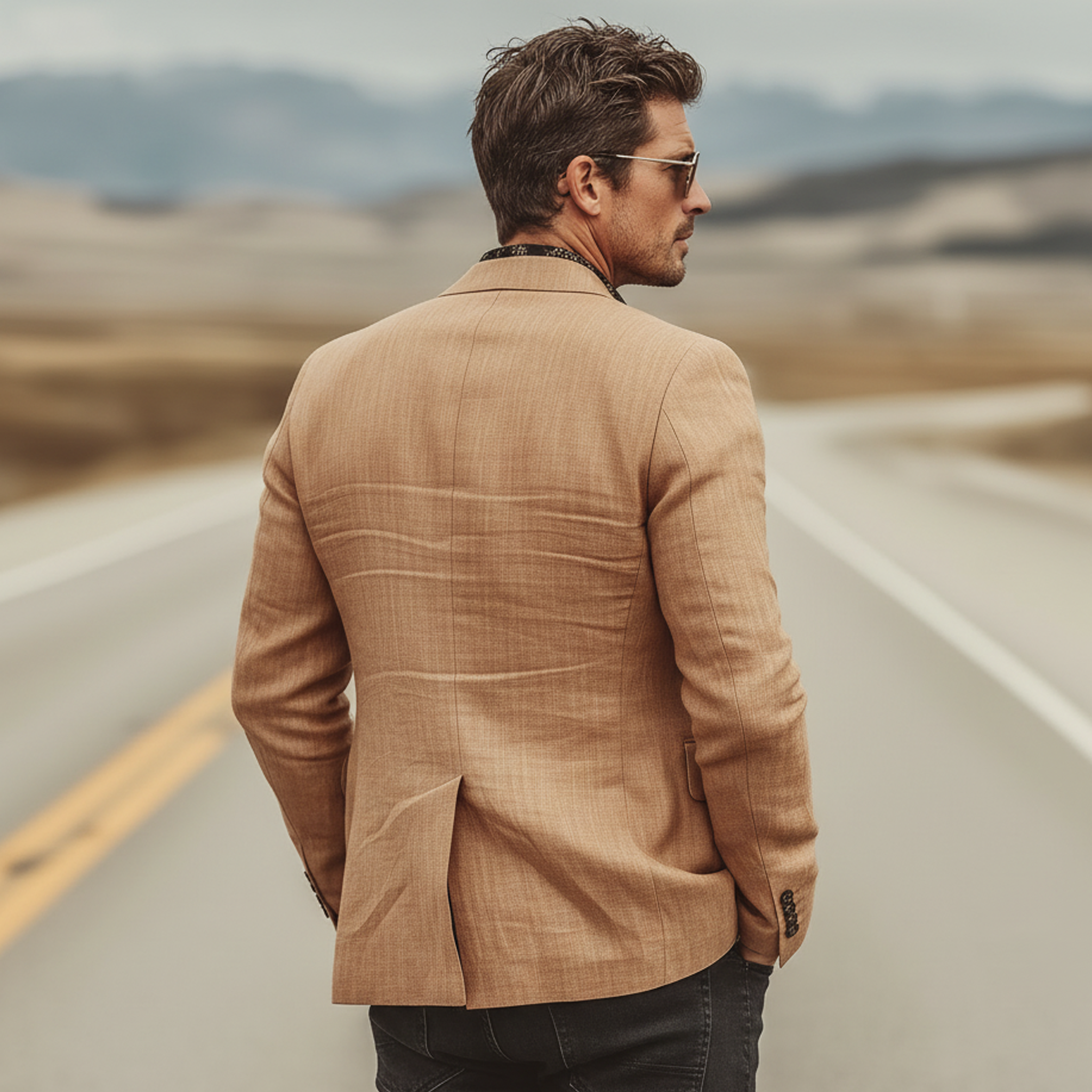 Men's Classic Vintage Cotton Blend Single-breasted Blazer MTA2367L7K