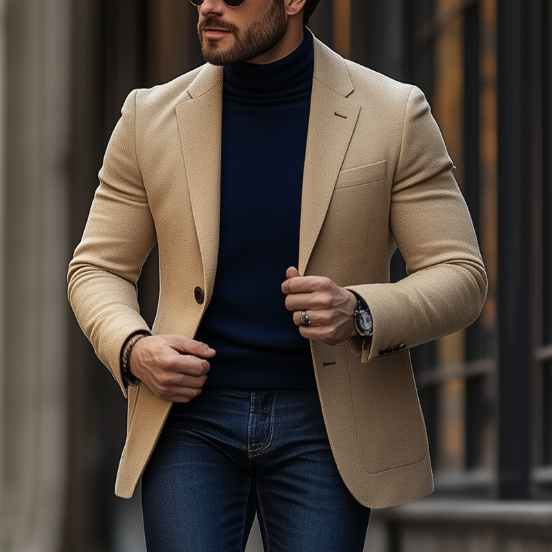 Men's Winter Retro Faux Wool Button Suit Jacket MTA1240L1P