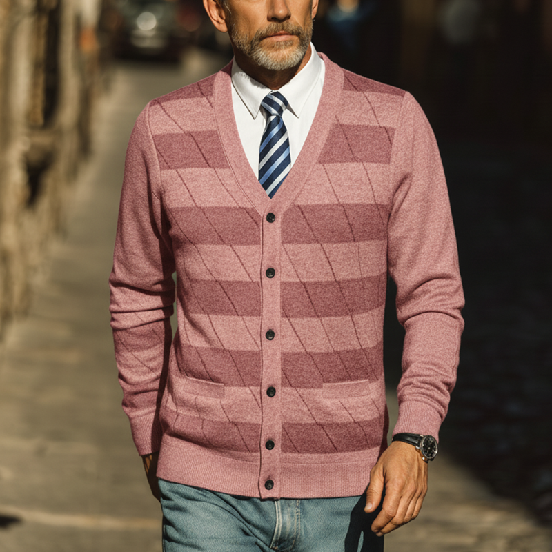 Men's Autumn Fashion Striped Knitted Thin Sweater Cardigan MTA1545I2P