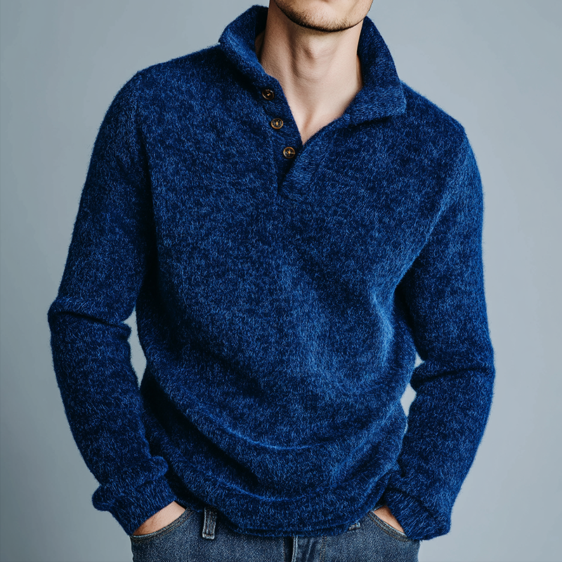 Men's Retro Casual Knitted Button-Up Collar Sweater MTA2806J5TO