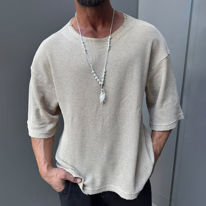 Men's Fashion Solid Color Breathable Round Neck Short Sleeve T-shirt MTA1505E8Z