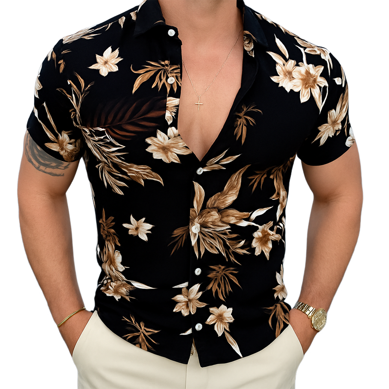 Men's Summer Casual Vacation Print Short-sleeved Shirt MTA0278H8U