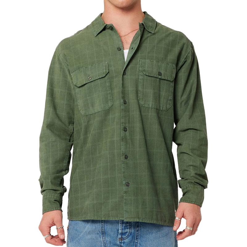 Men's Fashion Striped Cotton And Linen Long Sleeve Shirt MTA0537G5P