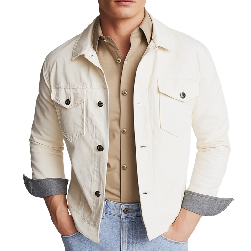 Men's Spring And Autumn Basic Colorblock Cuff Cotton Jacket MTA0469H2U